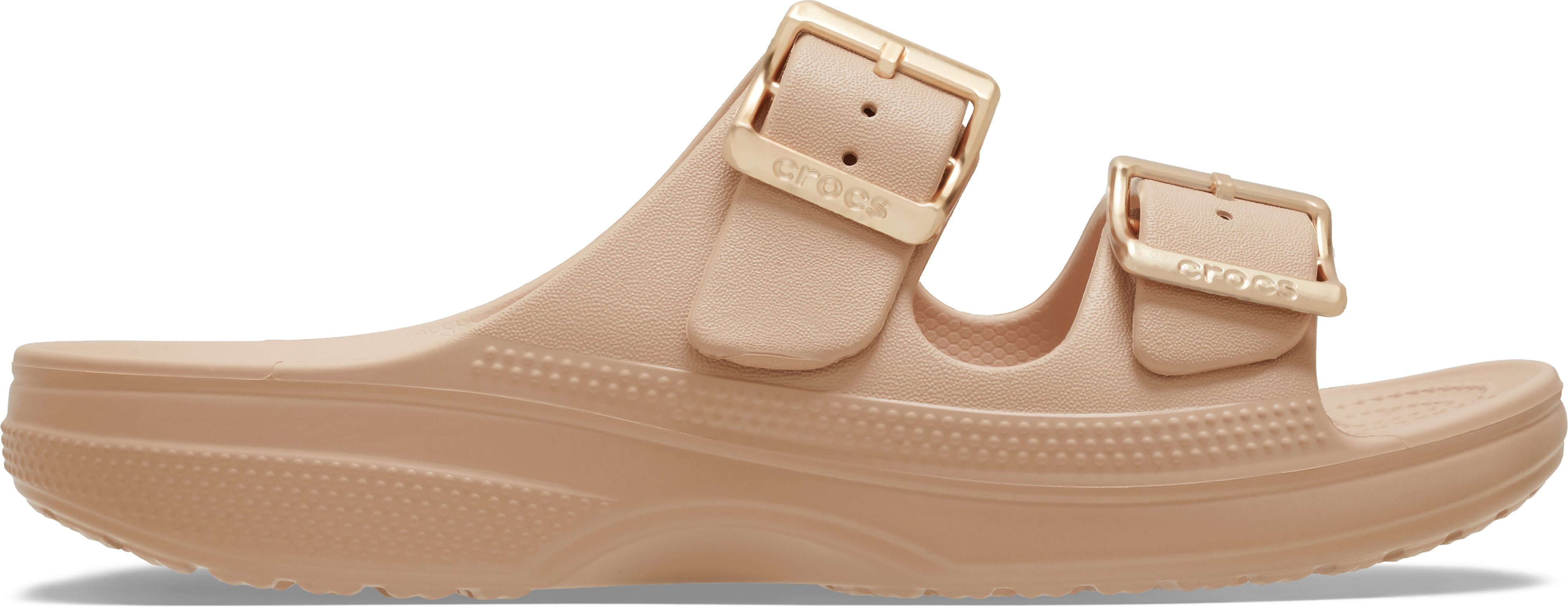Crocs Saturday Metallic Buckle Sandal W Pantolette Sommerschuh, Urlaubsschuh, Strandschuh, Schlappen mit Schnallen