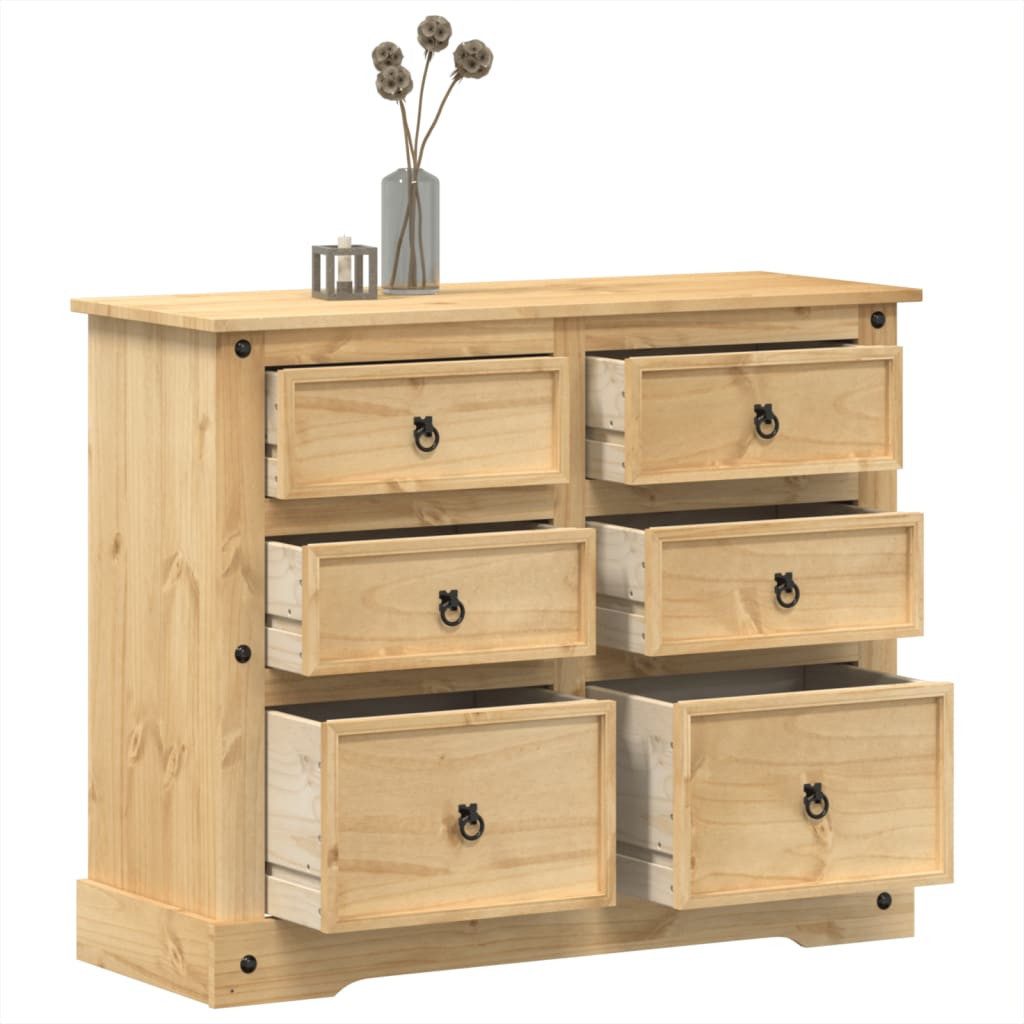 vidaXL Kommode 110 x 43 x 91 cm Kommode Schrank Sideboard Schubladen Corona 110x43x91