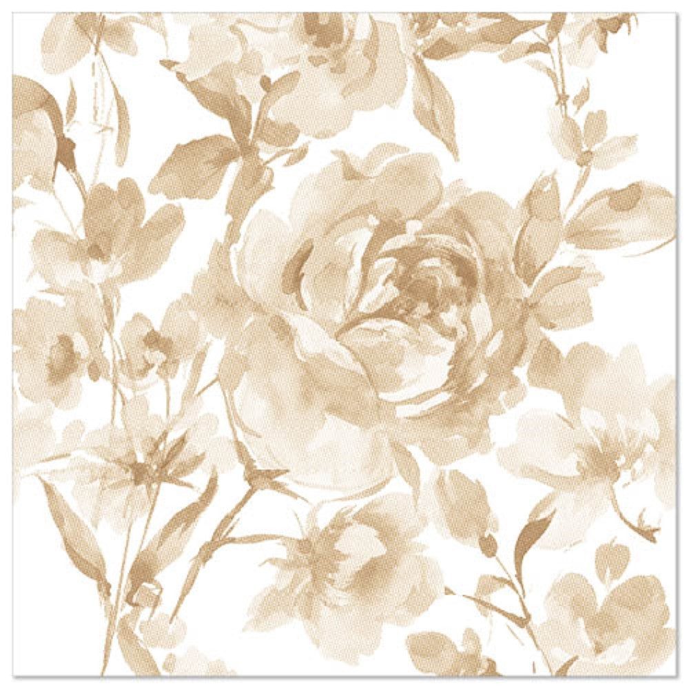 PAPSTAR Papierserviette 50 Servietten "ROYAL Collection" 1/4-Falz 40 cm x 40 cm sand "Rose"