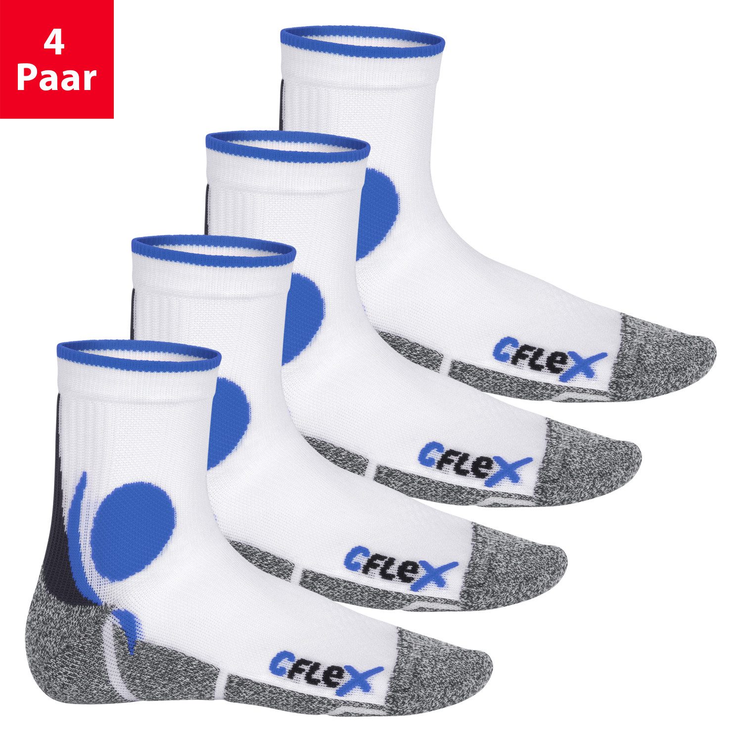 CFLEX Sportsocken Damen und Herren Running Funktionssocken (4 Paar) Laufsocken