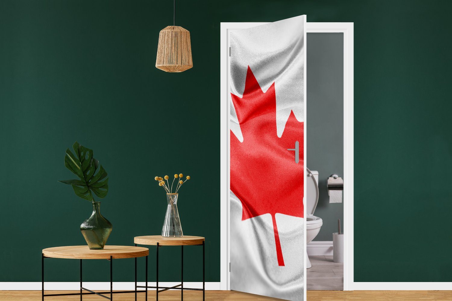 MuchoWow Türtapete Hohe Auflösung Flagge der für Kanada, 75x205 (1 bedruckt, Fototapete Türaufkleber, Tür, cm von Matt, St)