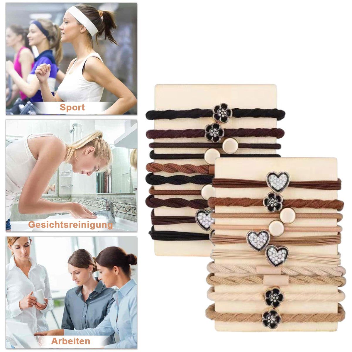Jormftte Haargummi Haargummis Armbänder,für Mädchen Stil Haargummis,für Mehrfarbig3 Armband Frauen