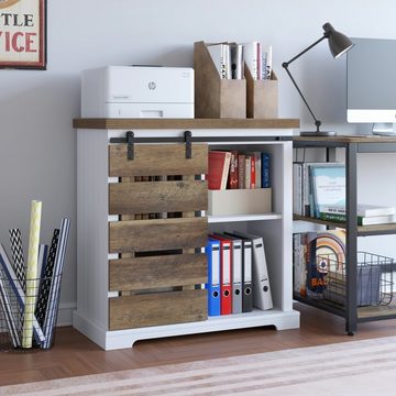 HOMECHO Buffet Sideboard Küchenschrank mit Schiebetür Anrichte rustikales