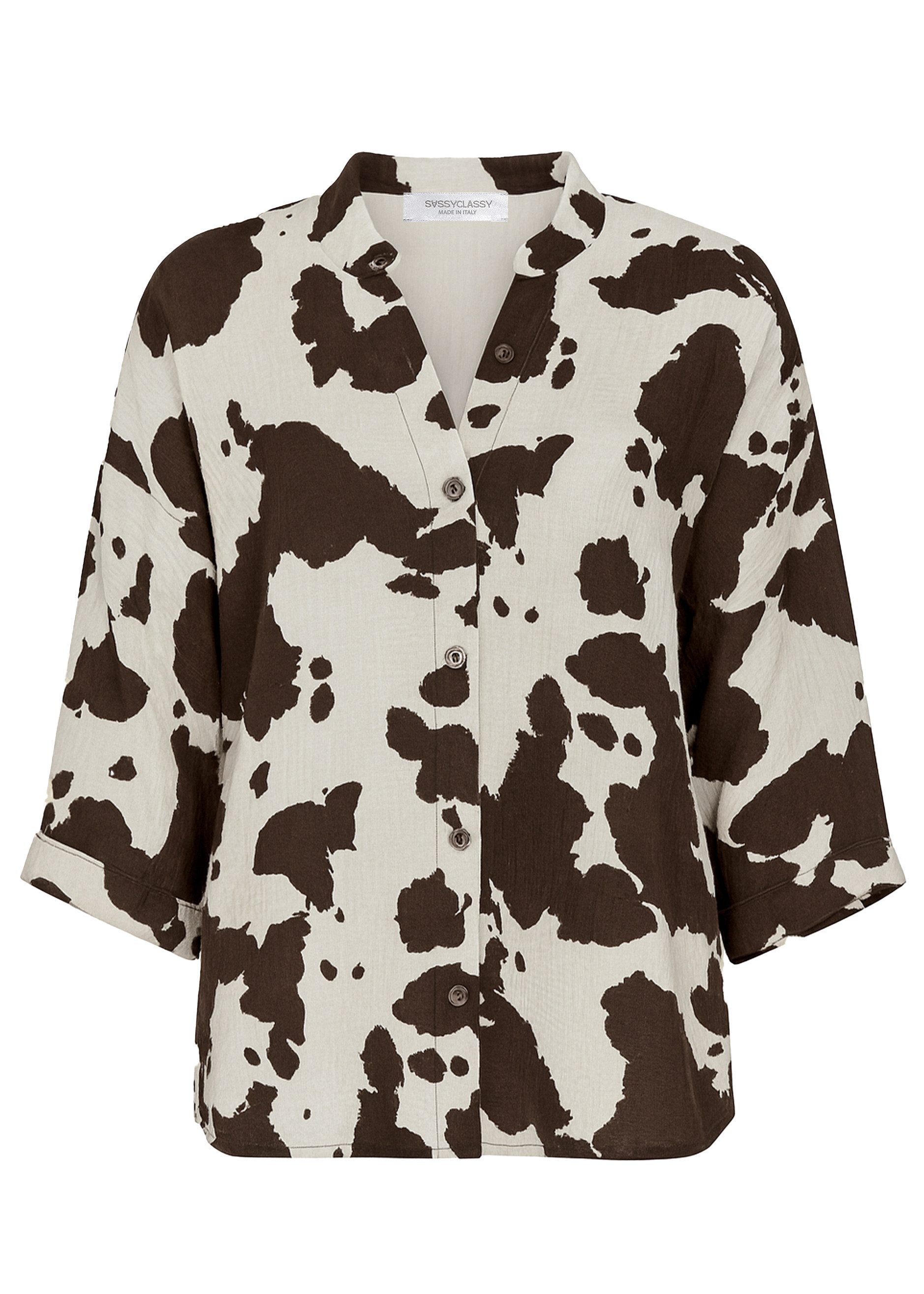 SASSYCLASSY Langarmbluse Musselin Bluse in Animal Print für Damen Klassisch günstig online kaufen