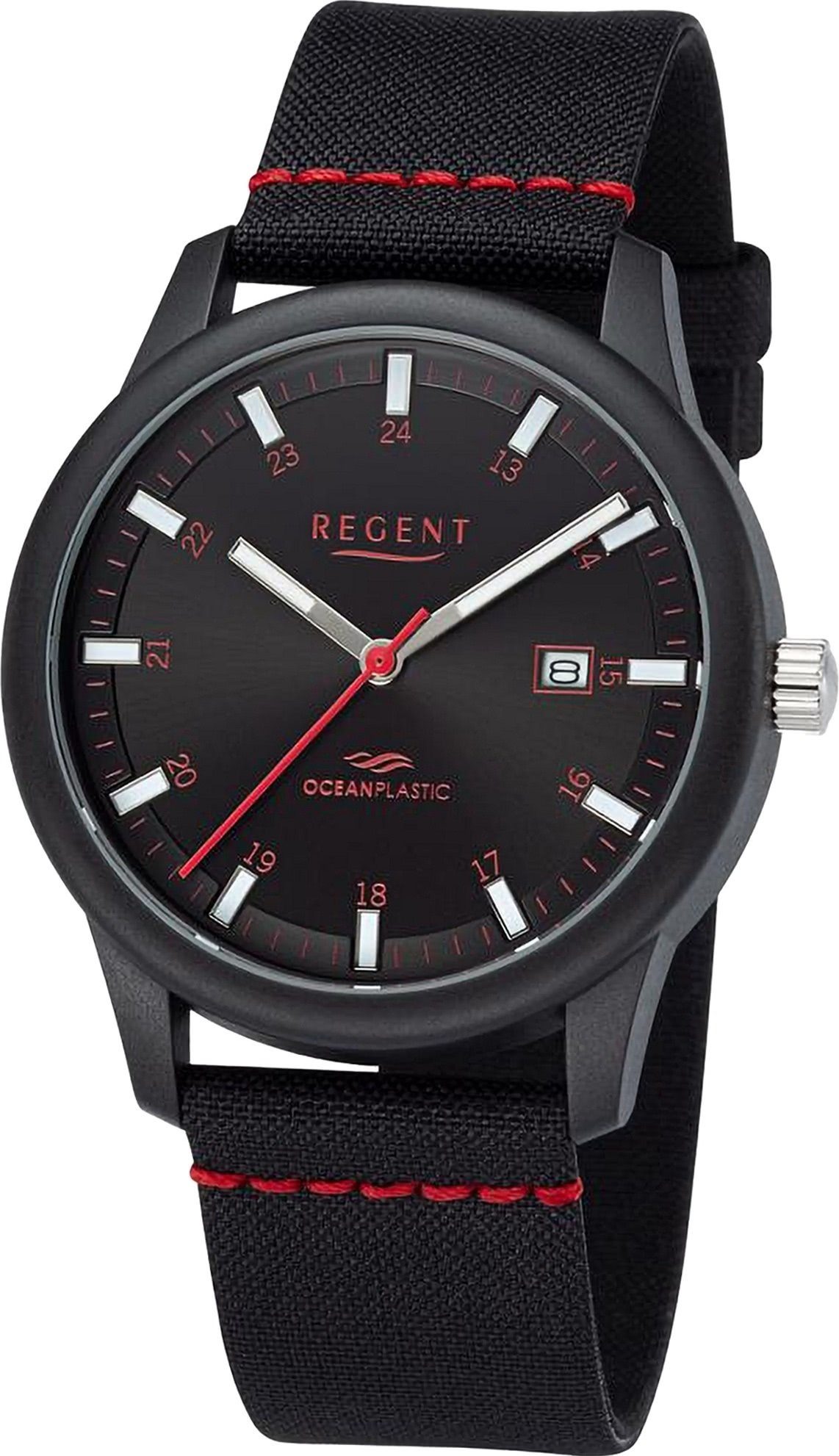 Regent Quarzuhr Regent Herren Armbanduhr Analog, Herren Armbanduhr rund, extra groß (ca. 40mm), Nylonarmband