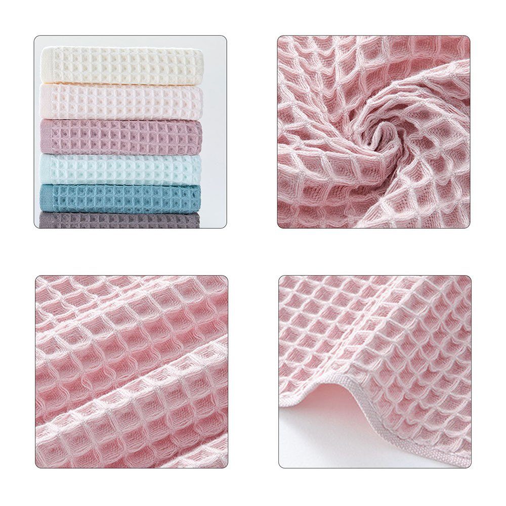 Quadratisches Waffelmuster pink Aus Handtuch Mit light Blusmart Handtuch Reiner Set Baumwolle