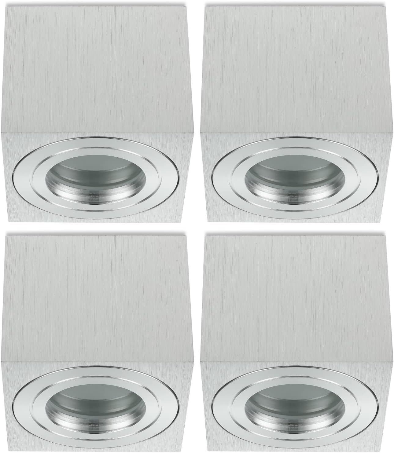 Sweet LED Aufbauleuchte 4er Set flach & eckig IP44 Deckenspots für Küche & Bad, ohne Leuchtmittel, LED Aufbaustrahler, spritzwassergeschützt