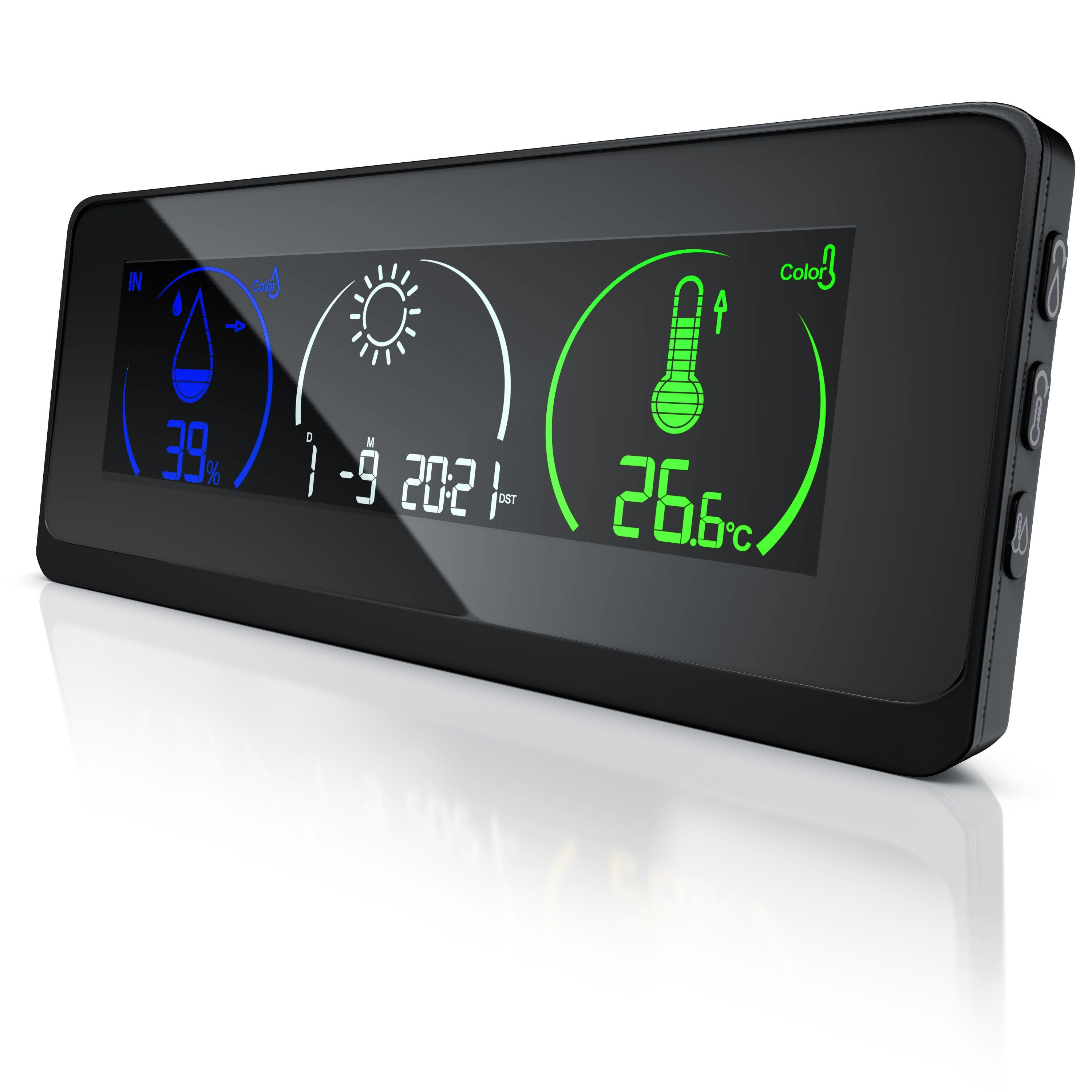 BEARWARE Wetterstation (mit Außensensor, Funkwetterstation mit Farbdisplay Wetterstation & Netzteil)