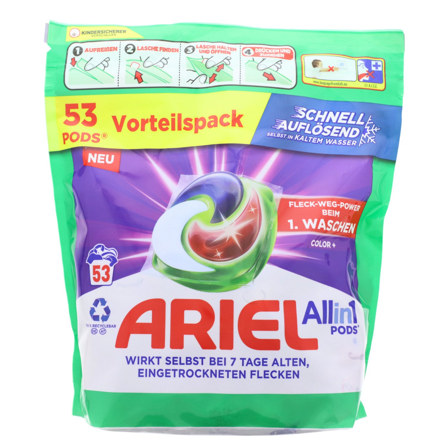 ARIEL Ariel All-in-1 PODS Color+ Flüssigwaschmittel Kapseln 53 Waschladungen Colorwaschmittel