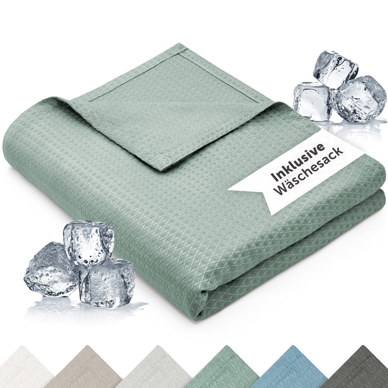 Blumtal Microfaserbettdecke Kühldecke Sommerdecke Bambus, selbstkühlende Decke, OEKO-TEX zertifizierte kühlende Decke für Sofa, Sommer & Reisen