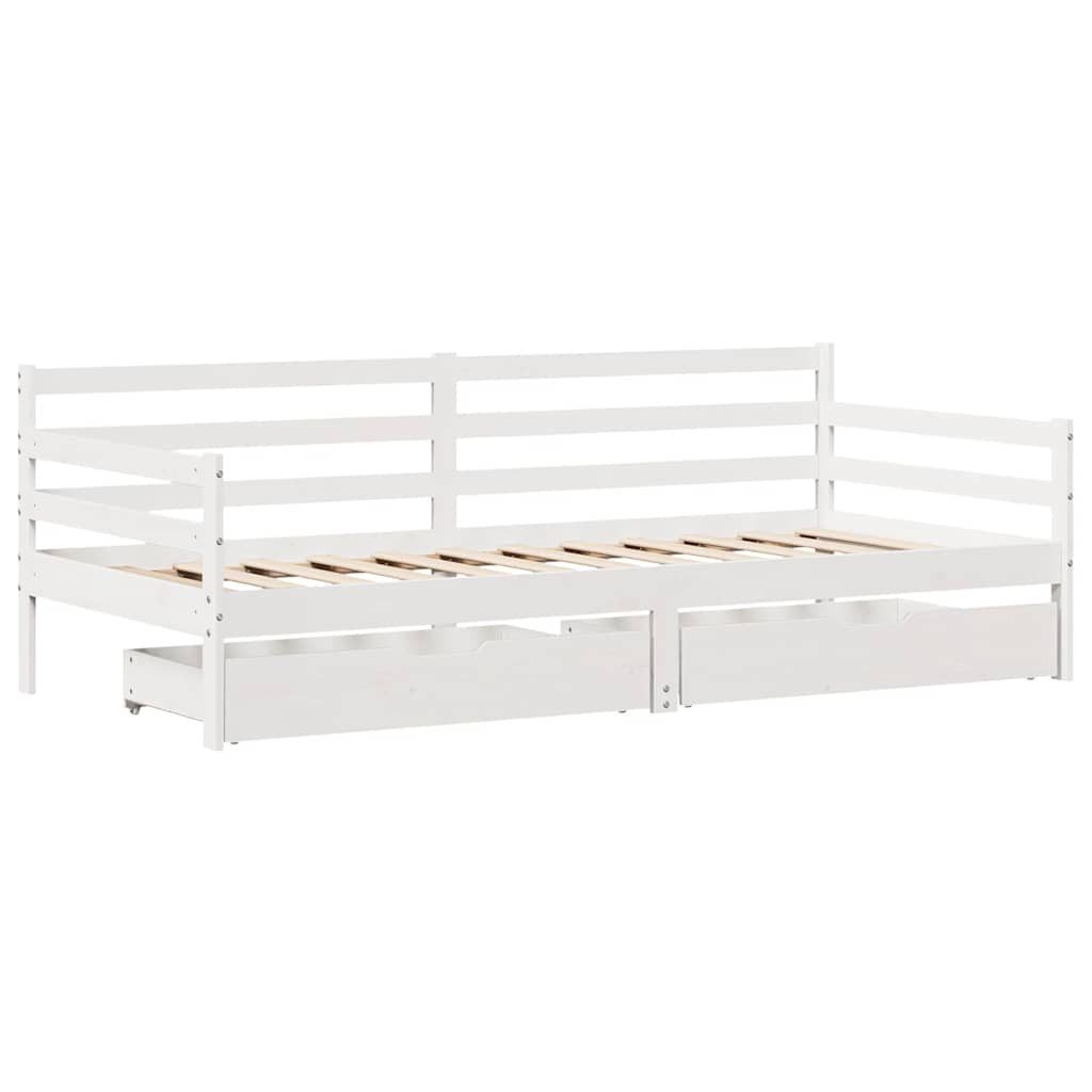 vidaXL Bett Tagesbett mit Schubladen Weiß 90x190 cm Kiefernholz