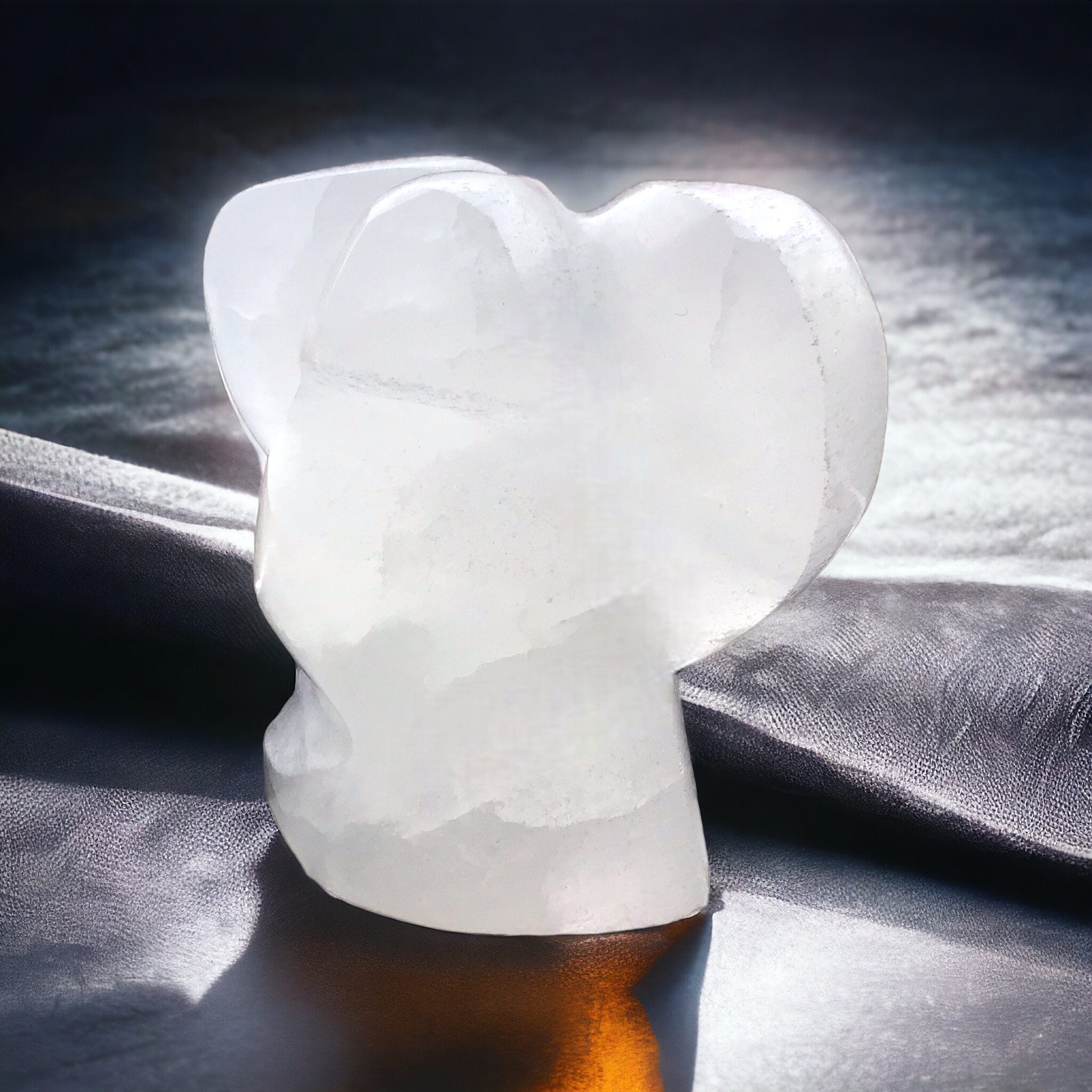 Steinfixx® Skulptur Moderner Selenit Schutzengel, 70x70x50 mm, 290 Gramm (Ladestein Heilstein, 1 St., Schutz der Familie), gegen negative Energien