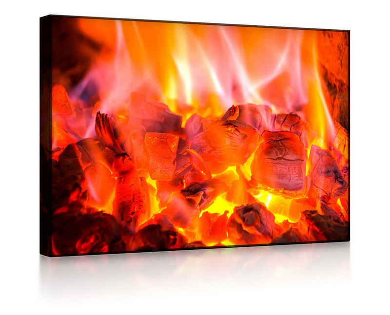 lightbox-multicolor LED-Bild Feuer und Glut front lighted / 60x40cm, Leuchtbild mit Fernbedienung