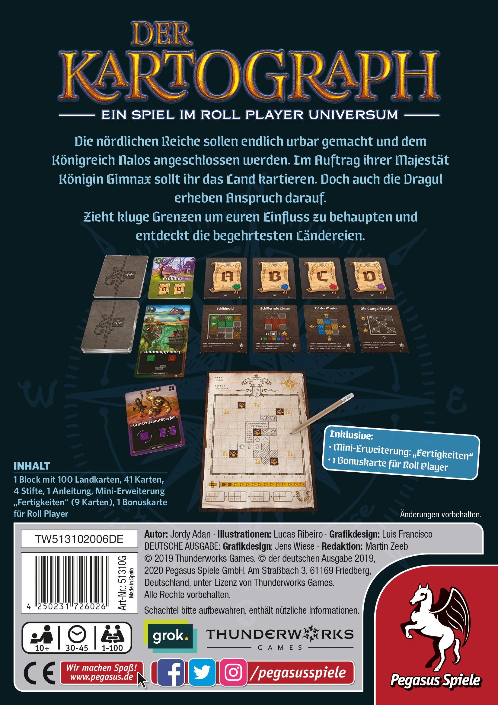 Pegasus Spiele Spiel Der Kartograph, Familienspiel, Made in Europe