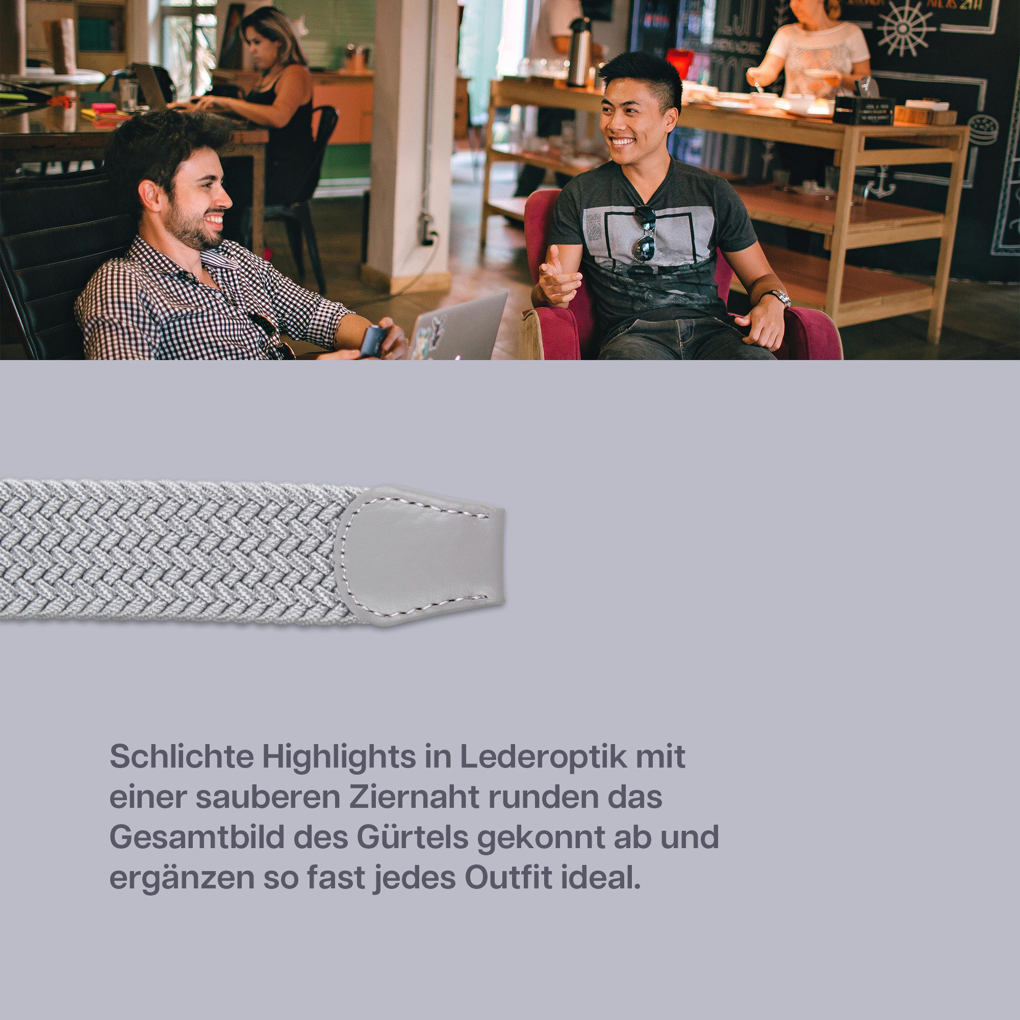 hemmy Fashion Stretchgürtel geflochten aus Stoff (1-St) 16 verschiedene Farben/Designs, 3 Größen, ohne Löcher, stufenlos