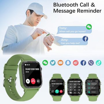 Tipmant Fur Damen Herren mit Telefonfunktion, Gesundheitsuhr Schrittzähler Smartwatch (Android / iOS), mit Pulsuhr SpO2 Schlafmonitor 123 Sportmodi, Sport Fitness Tracker