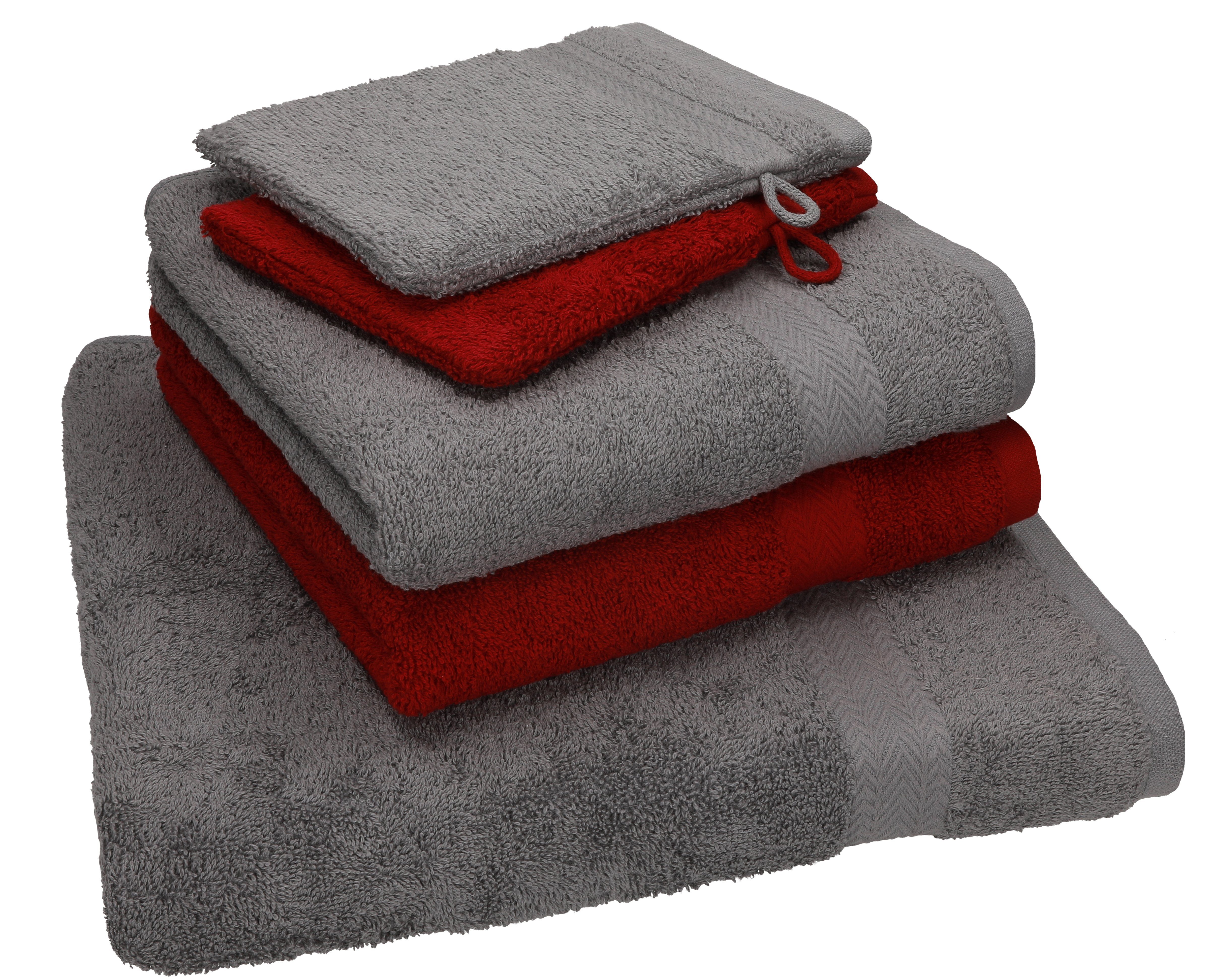Set TLG. Set 100% Baumwolle Duschtuch Handtücher Pack Waschhandschuhe, (5-tlg) Betz 1 Single 2 5 Handtuch 2 Baumwolle, Handtuch rubinrot