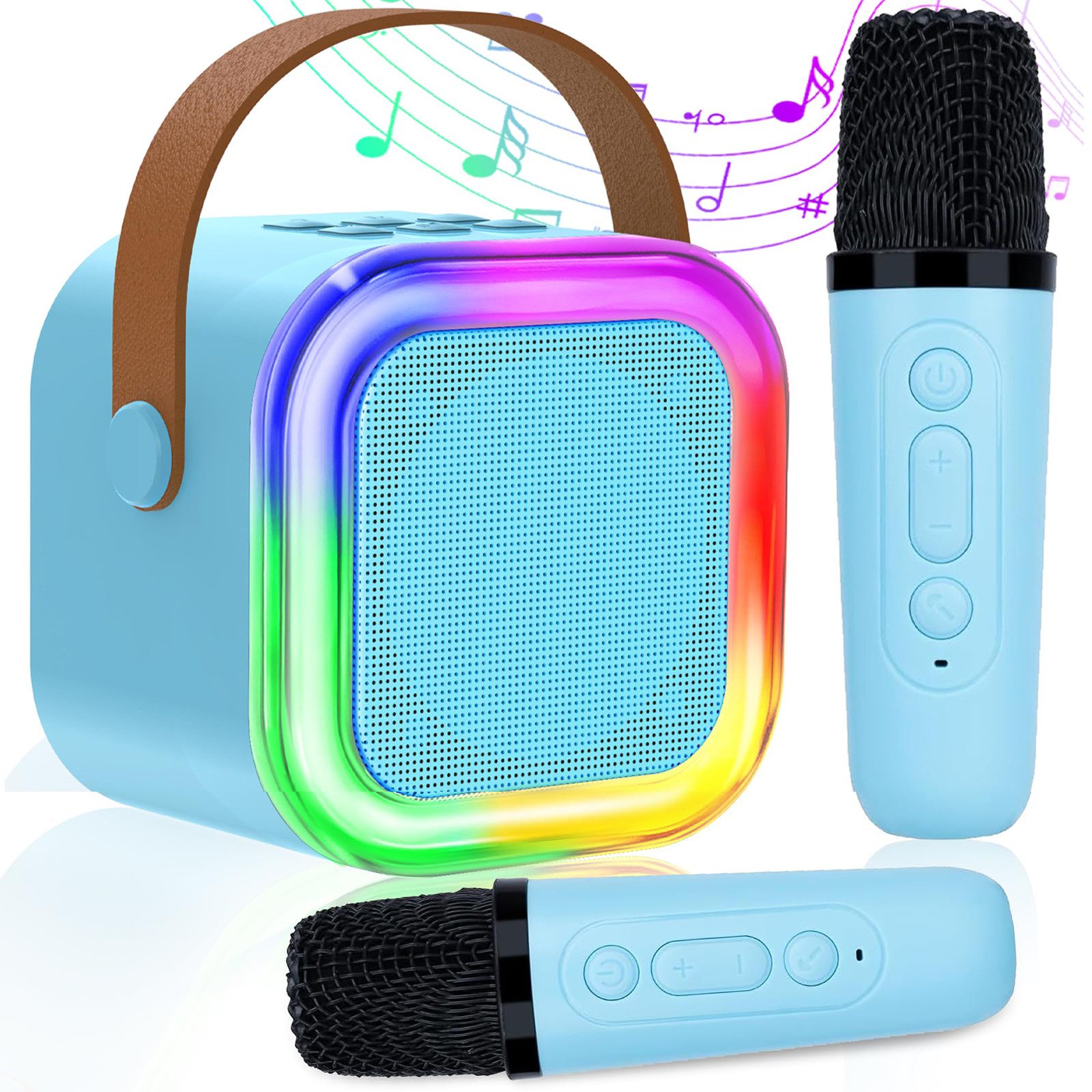 Mini-Karaoke-Set Kinder-Karaoke-Maschine mit 2 kabellosen Mikrofonen Bluetooth-Lautsprecher