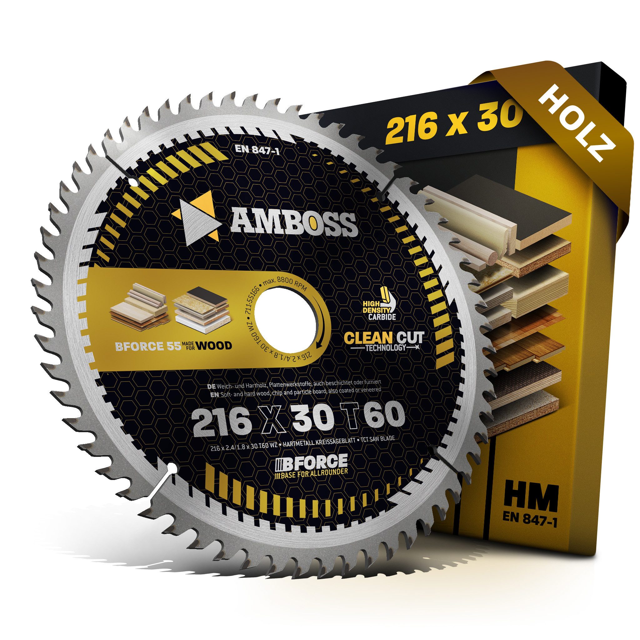 Amboss Werkzeuge Kreissägeblatt HM Kreissägeblatt - 216 x 2.4/1.8 x 30 Z60 WZ