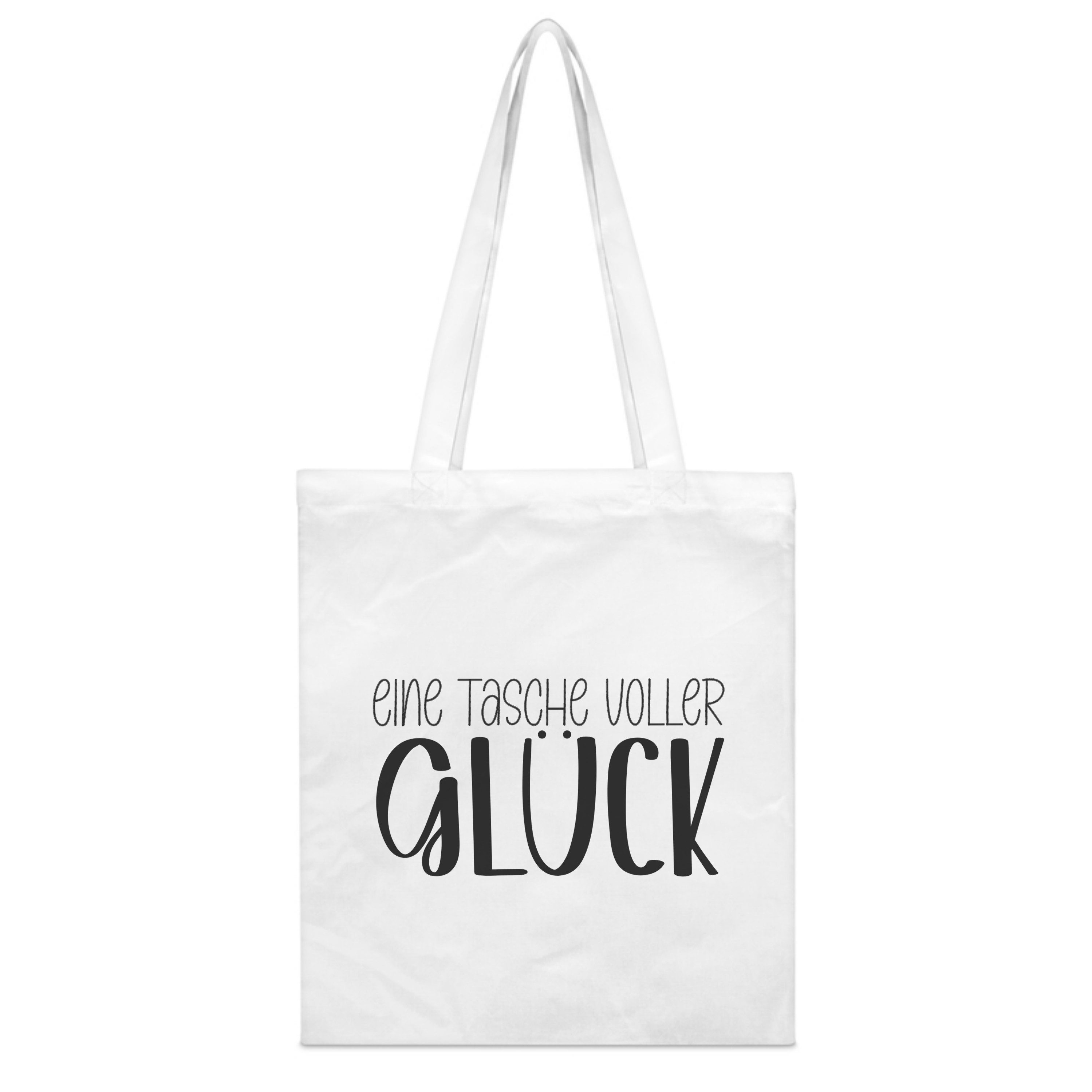 Tragetasche mit Spruch 'Glück' - Stoffbeutel