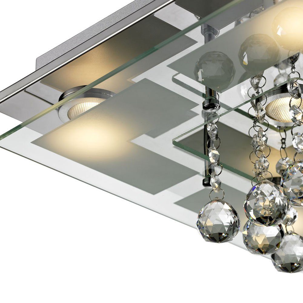 etc-shop LED Deckenleuchte, LED-Leuchtmittel fest Kristalle Neutralweiß, Deckenlampe verbaut, Glas Wohnzimmerleuchte Deckenleuchte Kristalle