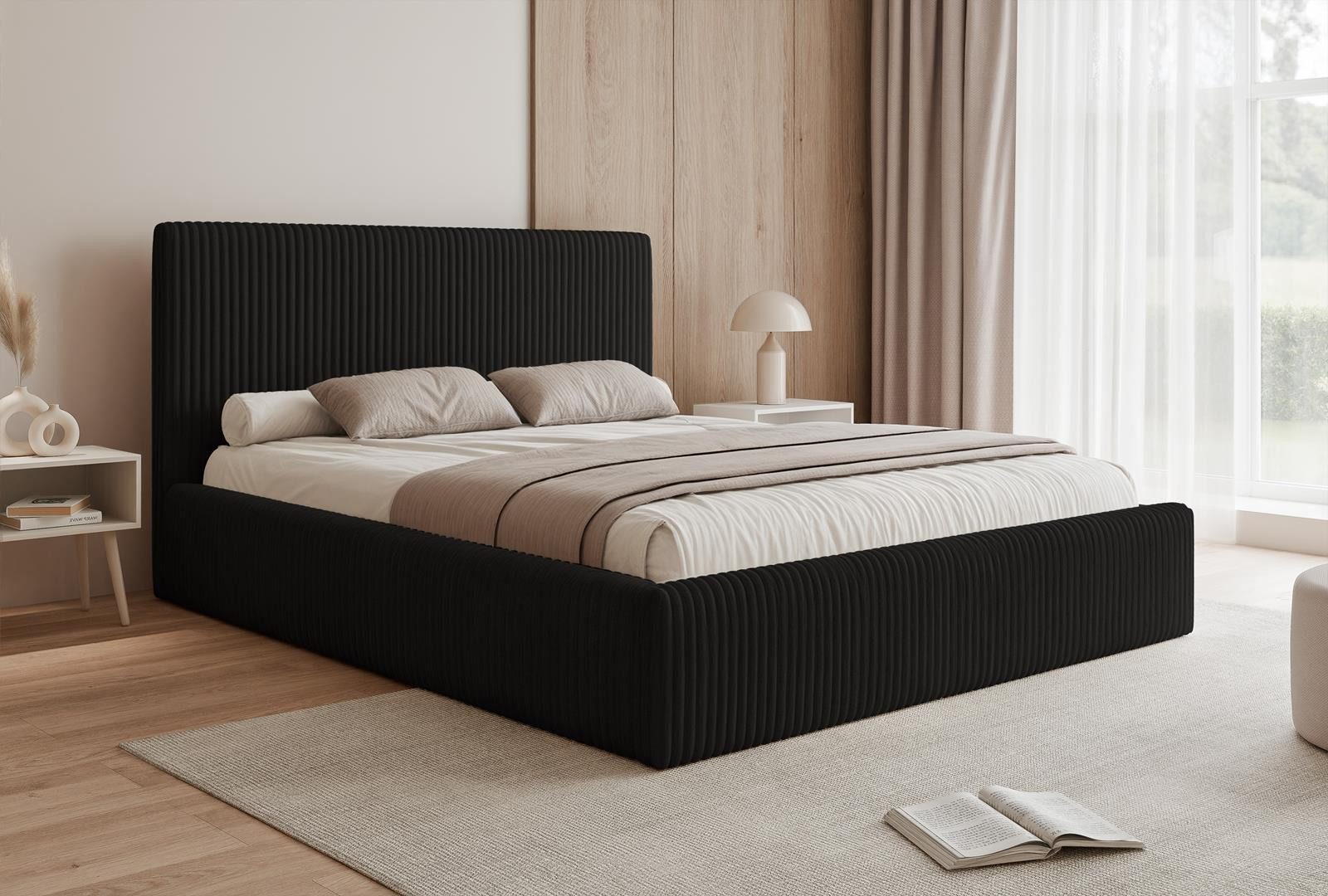 Compleo Polsterbett ASTA, Slim und elegant, grober Cordstoff, Designbett, m günstig online kaufen