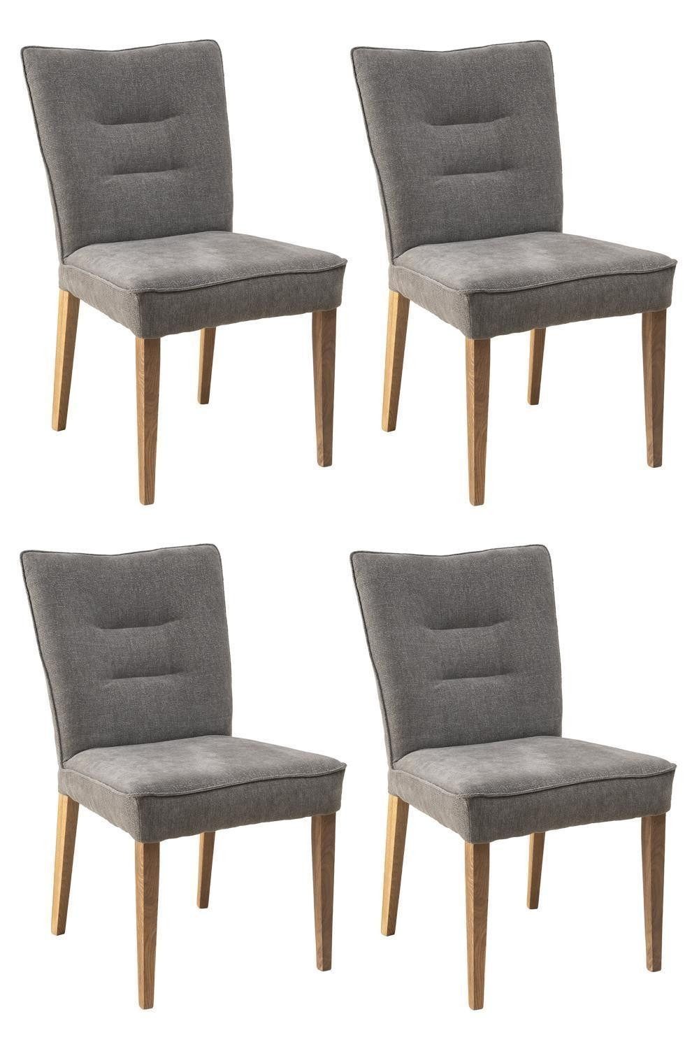 G+K Möbelvertriebs GmbH Polsterstuhl ST-0729, Braun, Taupe, Stoffbezug, (4 St), Wildeichenholz massiv, B 54 x H 90 x T 63 cm