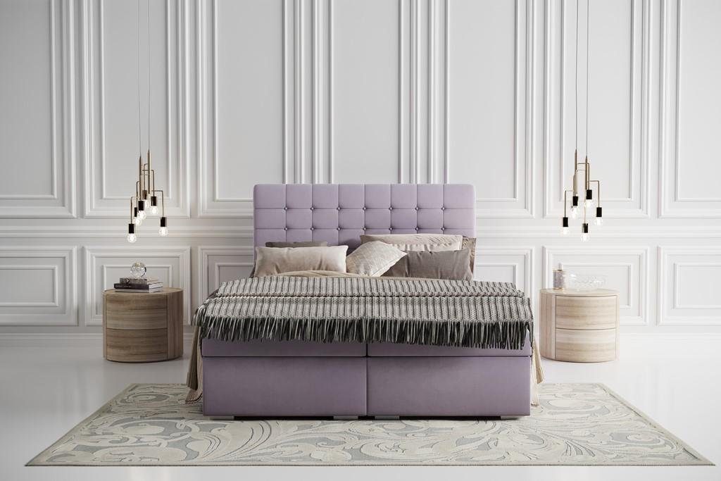 Doppelbett Lila Boxspringbett, Schlafzimmer Design Made Modern Europa Luxus JVmoebel in Textil Boxspringbett