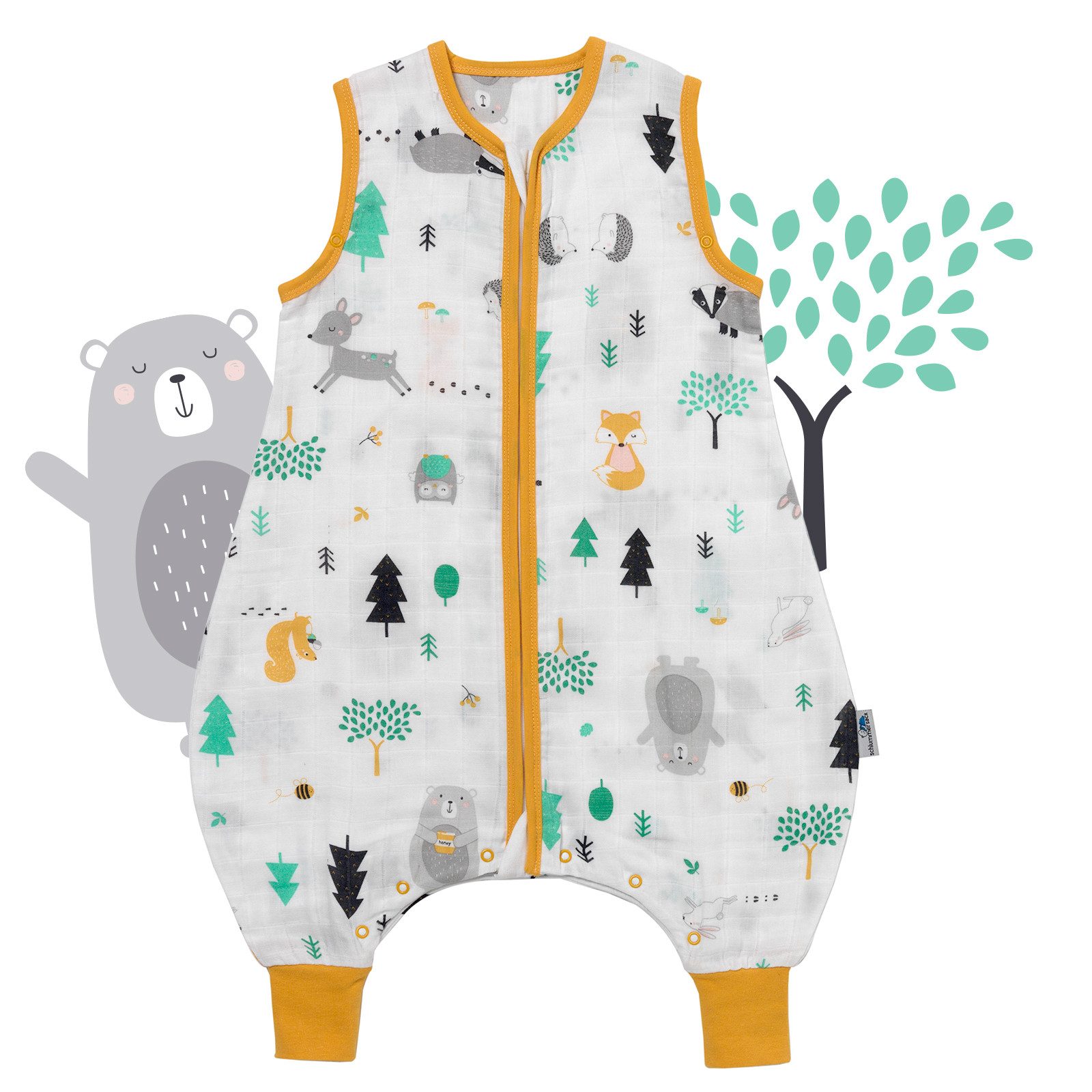 Schlummersack Kinderschlafsack Musselin Schlafsack mit Füßen, 0.5 Tog