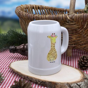 Mr. & Mrs. Panda Bierkrug Giraffe Blumenkranz - Weiß - Geschenk, Wildtiere, Freundin, 0, Krug, Steinzeug