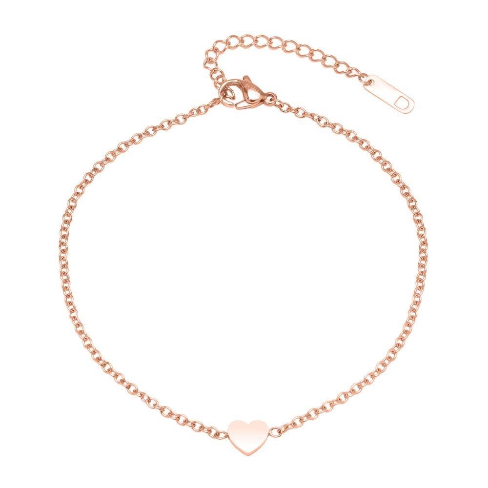 Unique Fußkette Dezente Fußkette mit Herzanhänger -rosévergoldet A5021