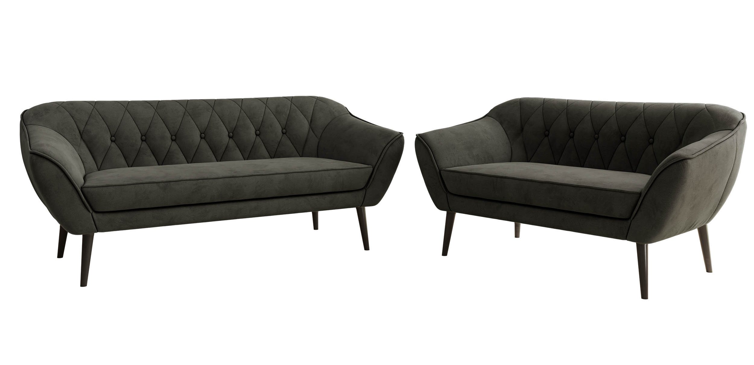 MKS MÖBEL Polstergarnitur PIRS, (3 + 2 Set, bestehend aus 1x 2-Sessel und 1x 3-Sitzer), mit Steppung, Wellenfederung, skandinavisches Design, Füße wählbar