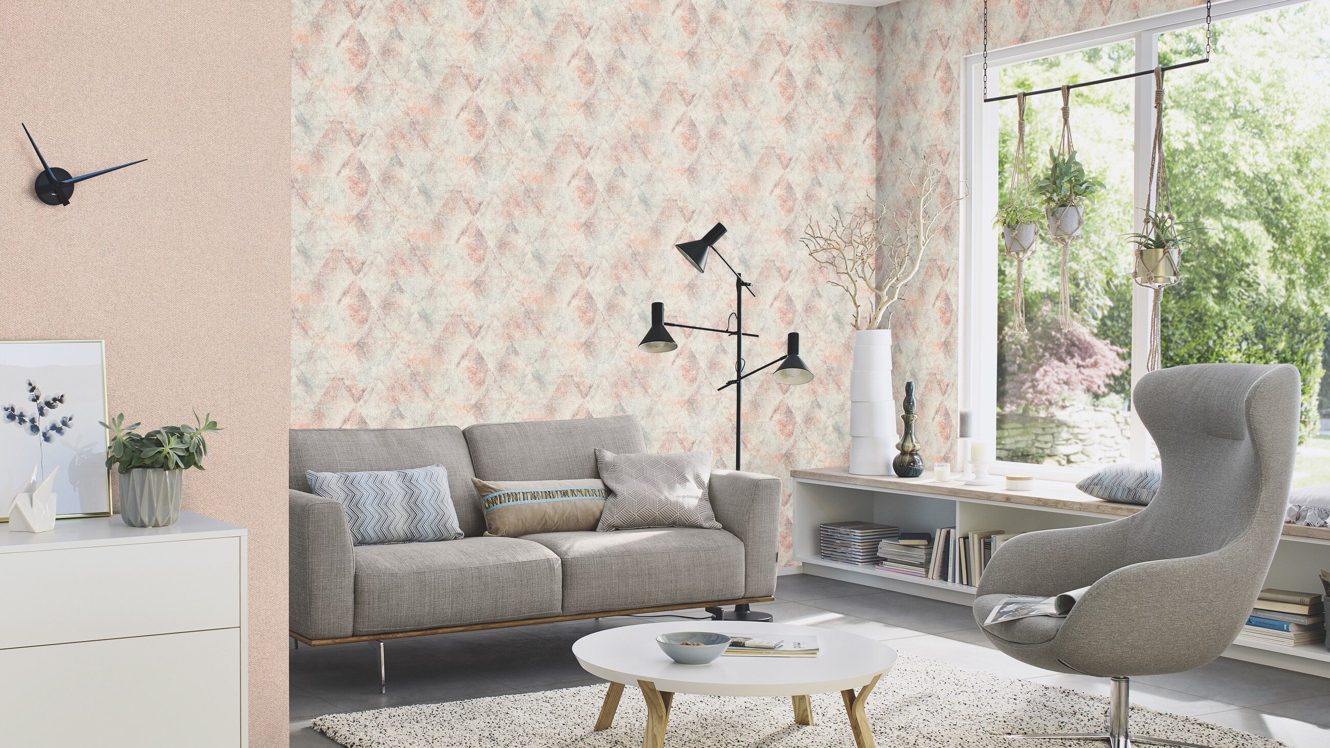 Rasch Vliestapete Rauten - Vliestapete Beige Rot, Industrial-Optik, 3D-Optik, Vintage-Optik, (1 Rolle, 1 St., Kollektion 'Tapetenwechsel II' - 10,05 m x 0,53 m), gute Lichtbeständigkeit, hoch waschbeständig, restlos abziehbar