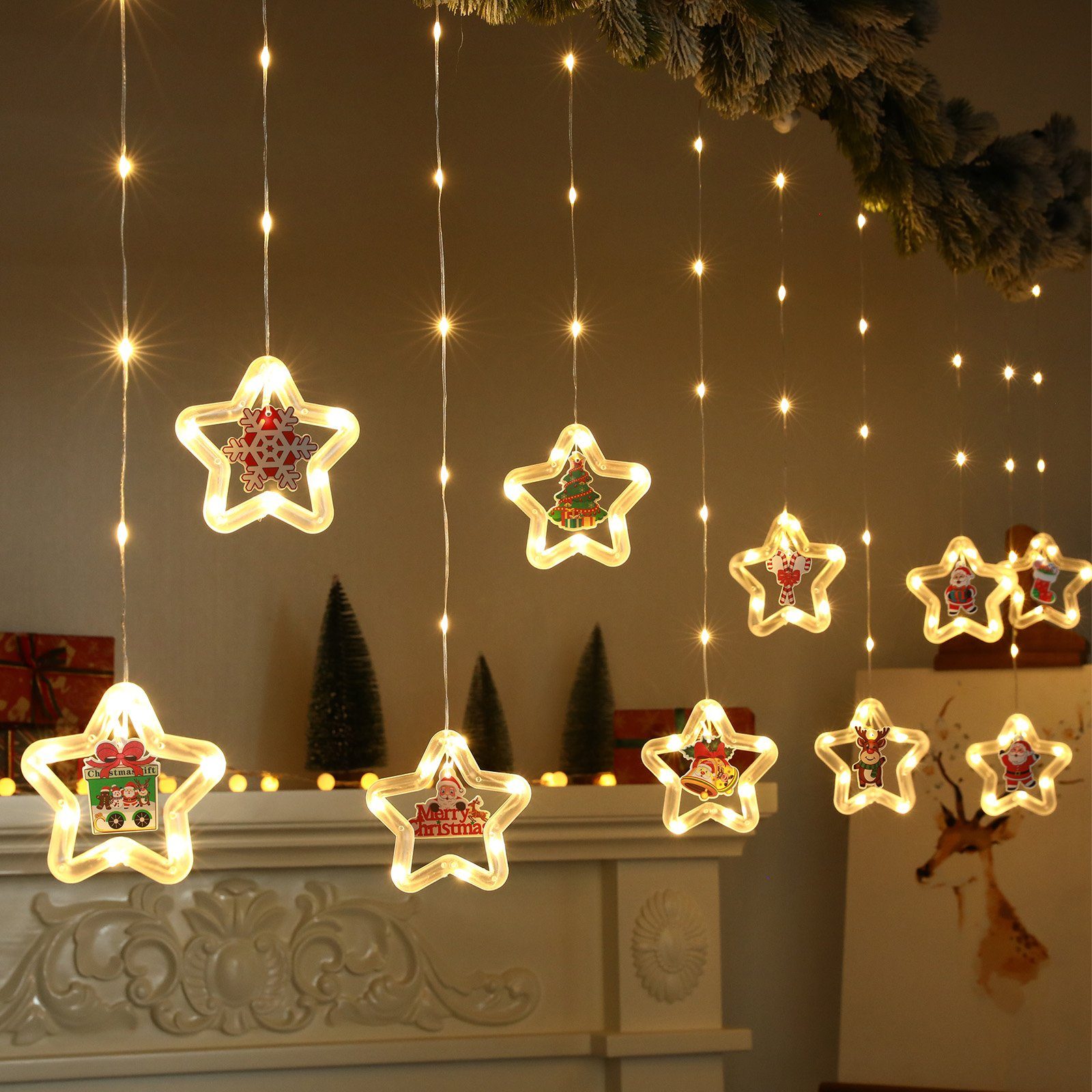 Sunicol LEDLichtervorhang 3M LED Weihnachten Fensterbeleuchtung mit