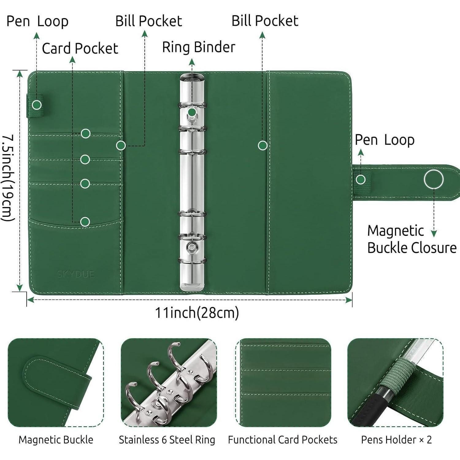SKYDUE Notizbuch Budget Planner Deutsch Spar Challenge A6 PU Geld Organizer