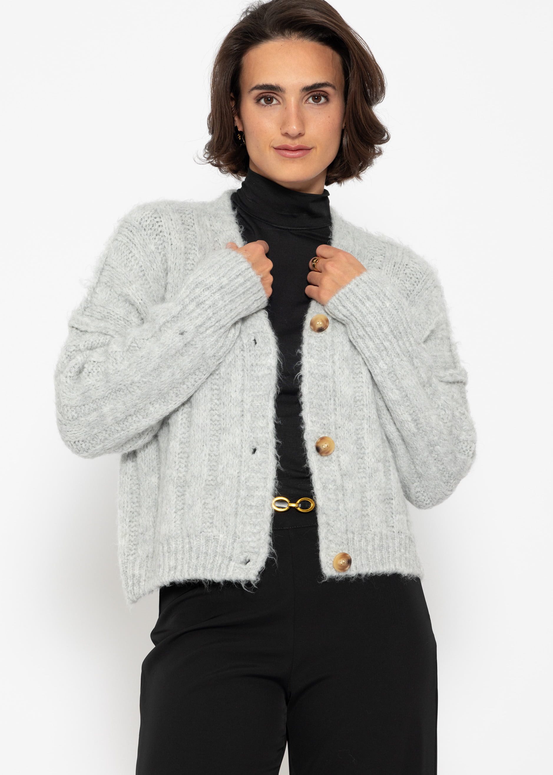 SASSYCLASSY Cardigan Strickcardigan Damen mit Rippstruktur günstig online kaufen