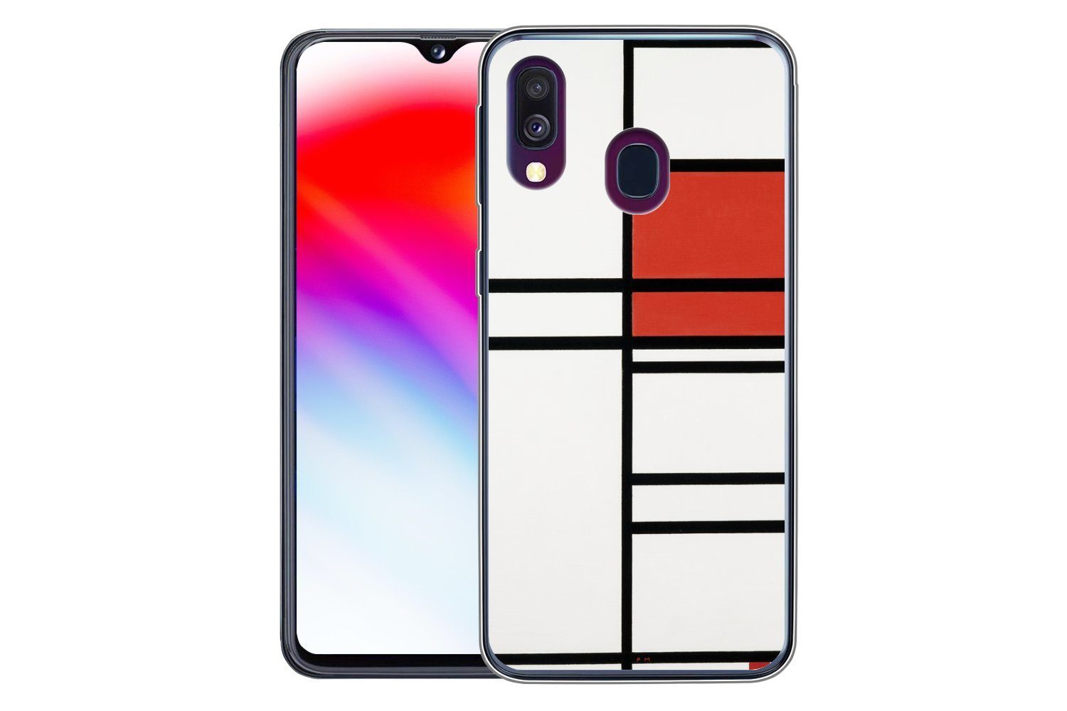 MuchoWow Handyhülle für Samsung Galaxy A40 Komposition mit Rot und Weiß - Piet Mondrian, Smartphone-Bumper, Print, Handy Schutzhülle Dünn