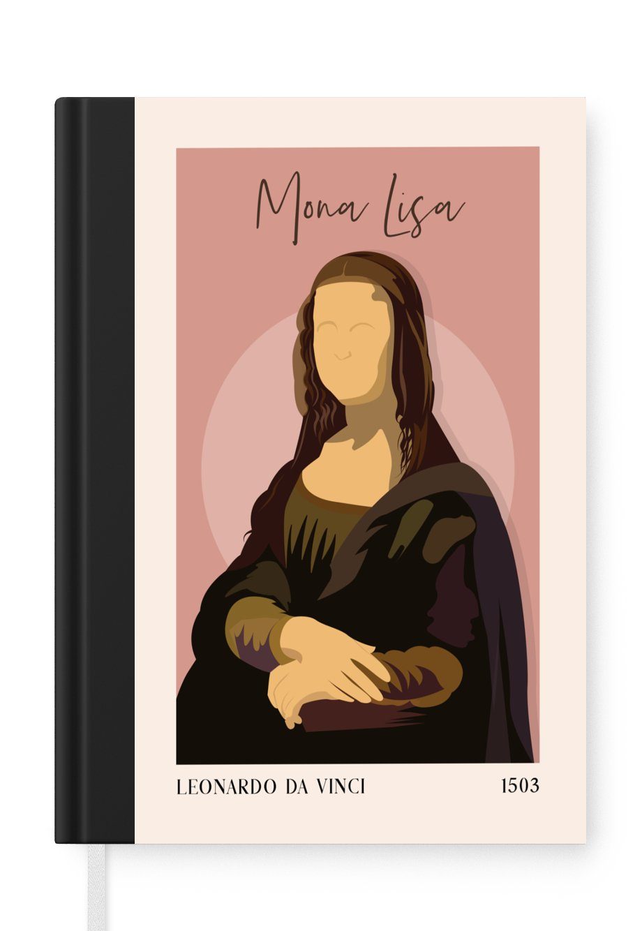 MuchoWow Notizbuch Leonardo da Vinci - Alte Meister - Rosa - Pfirsich, Journal, Merkzettel, Tagebuch, Notizheft, A5, 98 Seiten, Haushaltsbuch