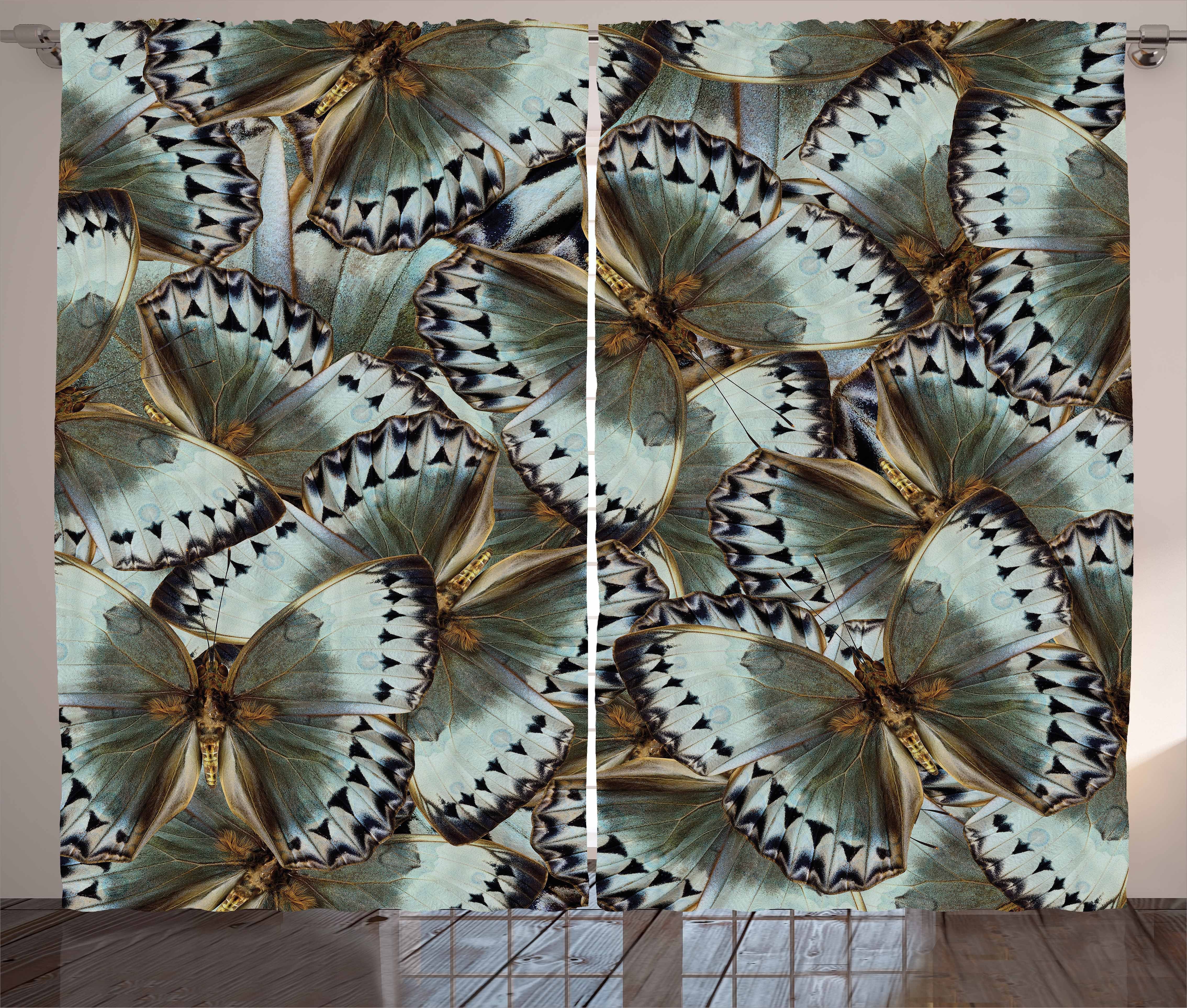 Gardine Schlafzimmer Kräuselband Vorhang mit Schlaufen und Haken, Abakuhaus, Exotisch Schmetterlinge Jungle Queen