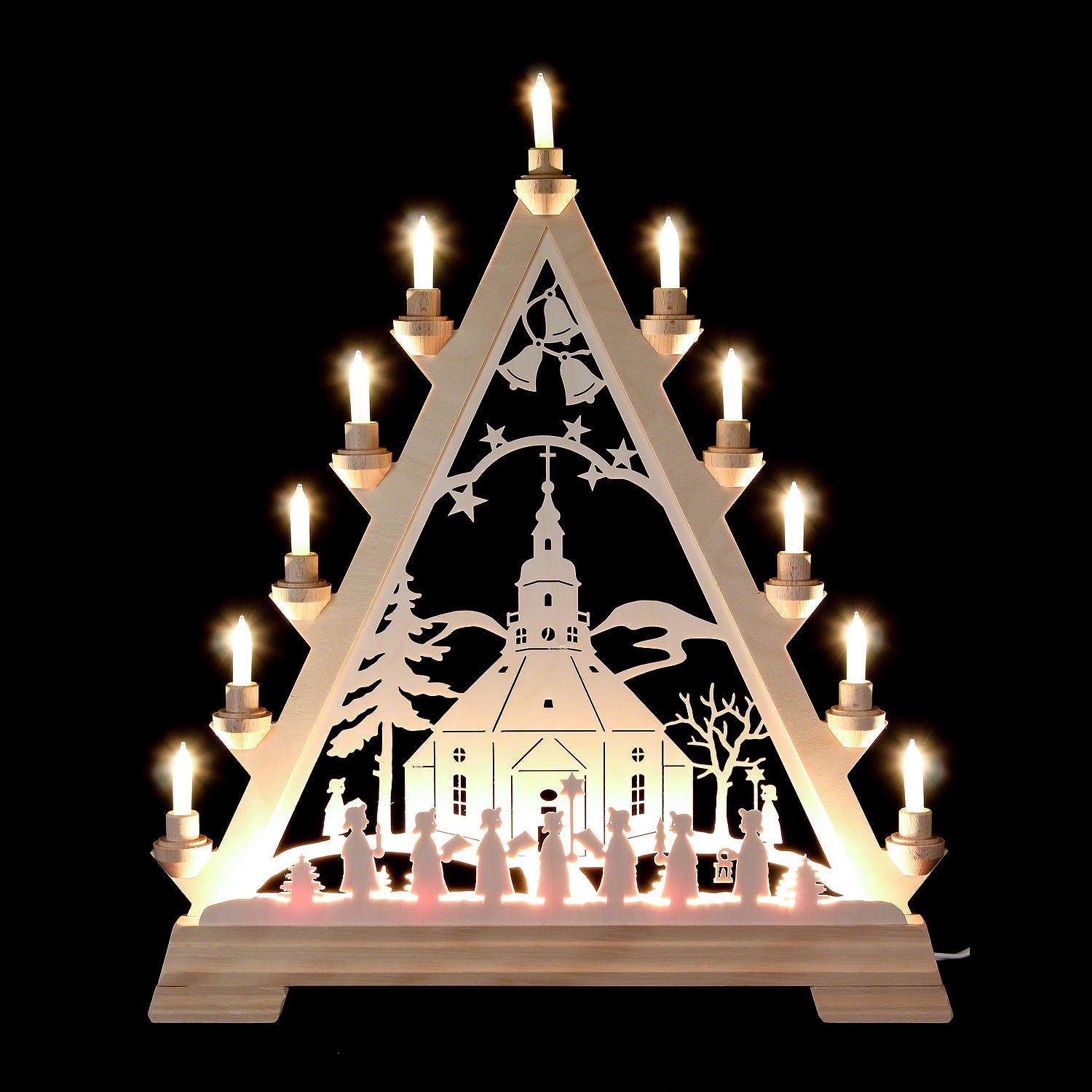 Kunstgewebe Taulin Schwibbogen Lichterspitze Seiffener Kirche (56cm) von Kunstgewerbe Taulin