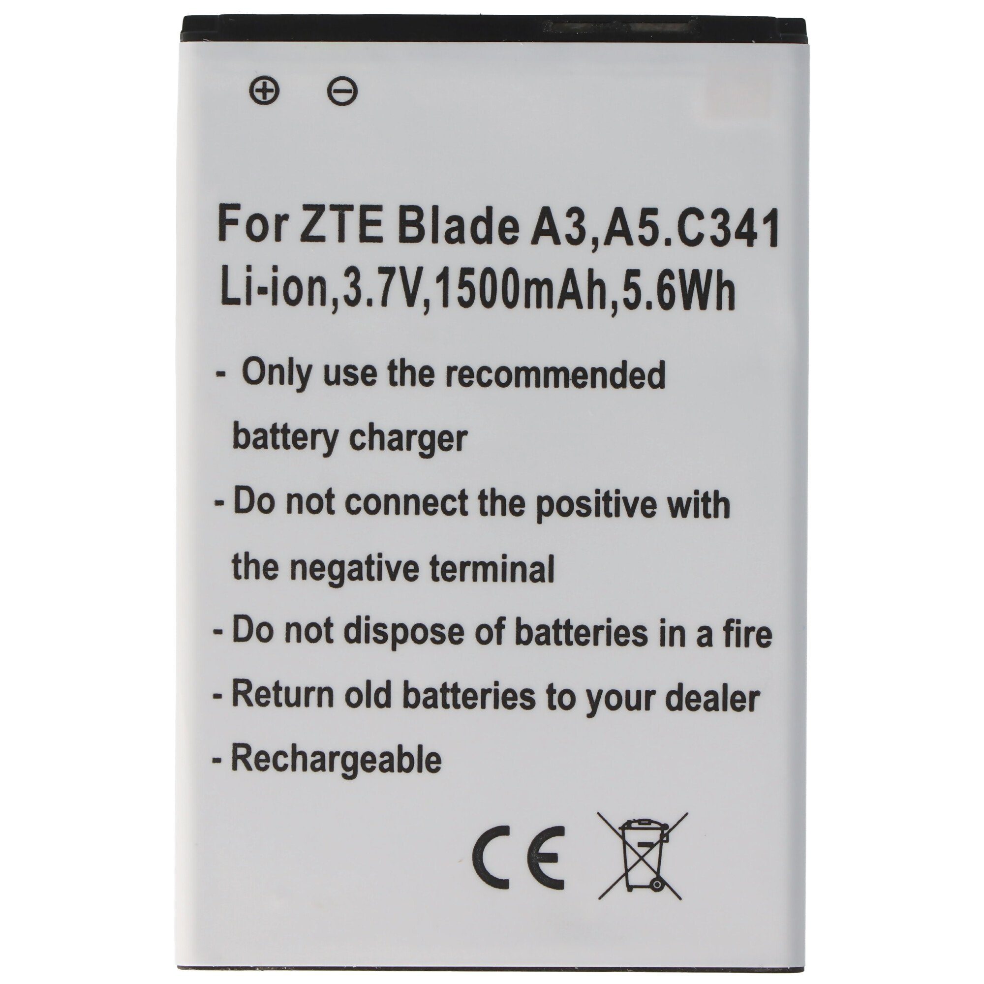 AccuCell Akku passend für ZTE Blade A3, A5, C341, Li-Ion, 3,7V, 1500mAh, 5,6Wh Akku 1500 mAh (3,7 V) | Handy-Akkus