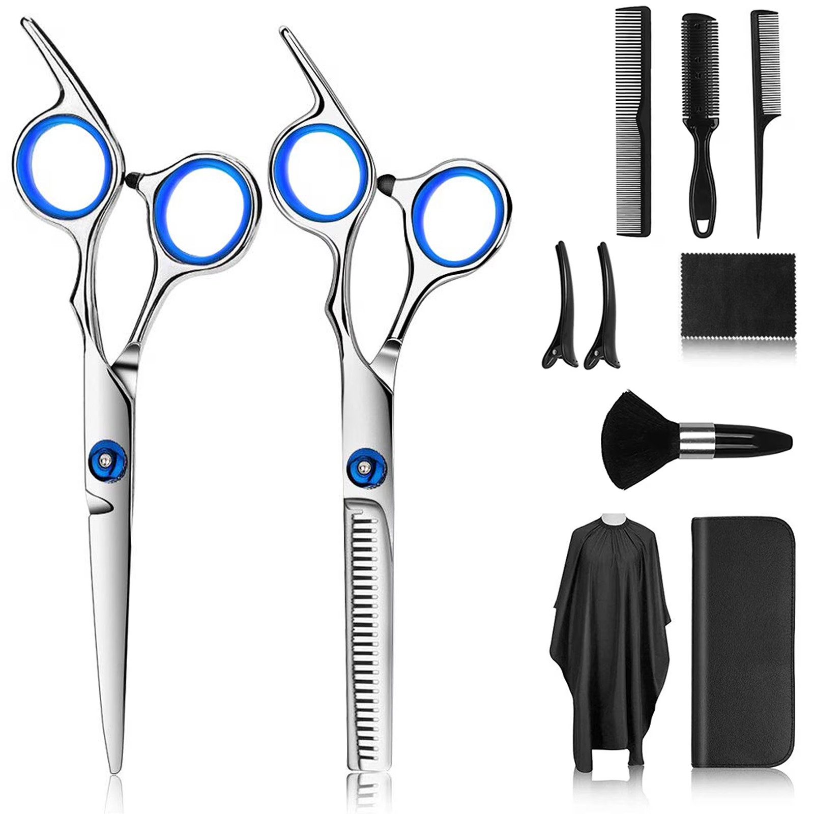 HUGERSTONE Haarschere Friseurschere Set mit Effilierschere und Kamm, Profi Schere für Haare, (Set, 10-tlg., Ergonomisches Haarschneideschere Set), Haarschere für Damen, Herren, Kinder, Familie und Friseursalon