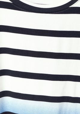 Cecil Sweatkleid EOS_Striped Dip Dye Dress mit gewollten Falten