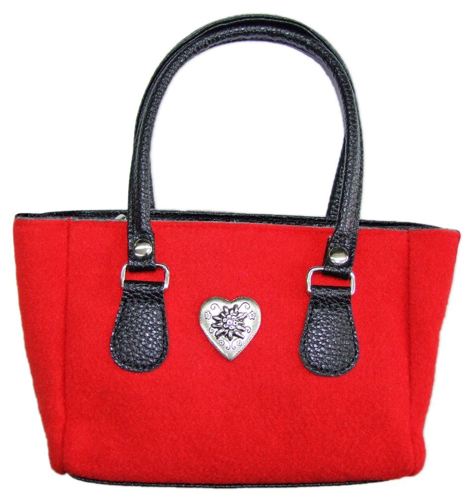 P.S. Schuhmacher Trachtentasche Trachtentasche Filz mit Herzapplikation - Rot
