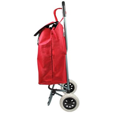 HELO24 Einkaufstrolley Trolley Einkaufswagen Handwagen Koffer Handgepäck rot klappbar