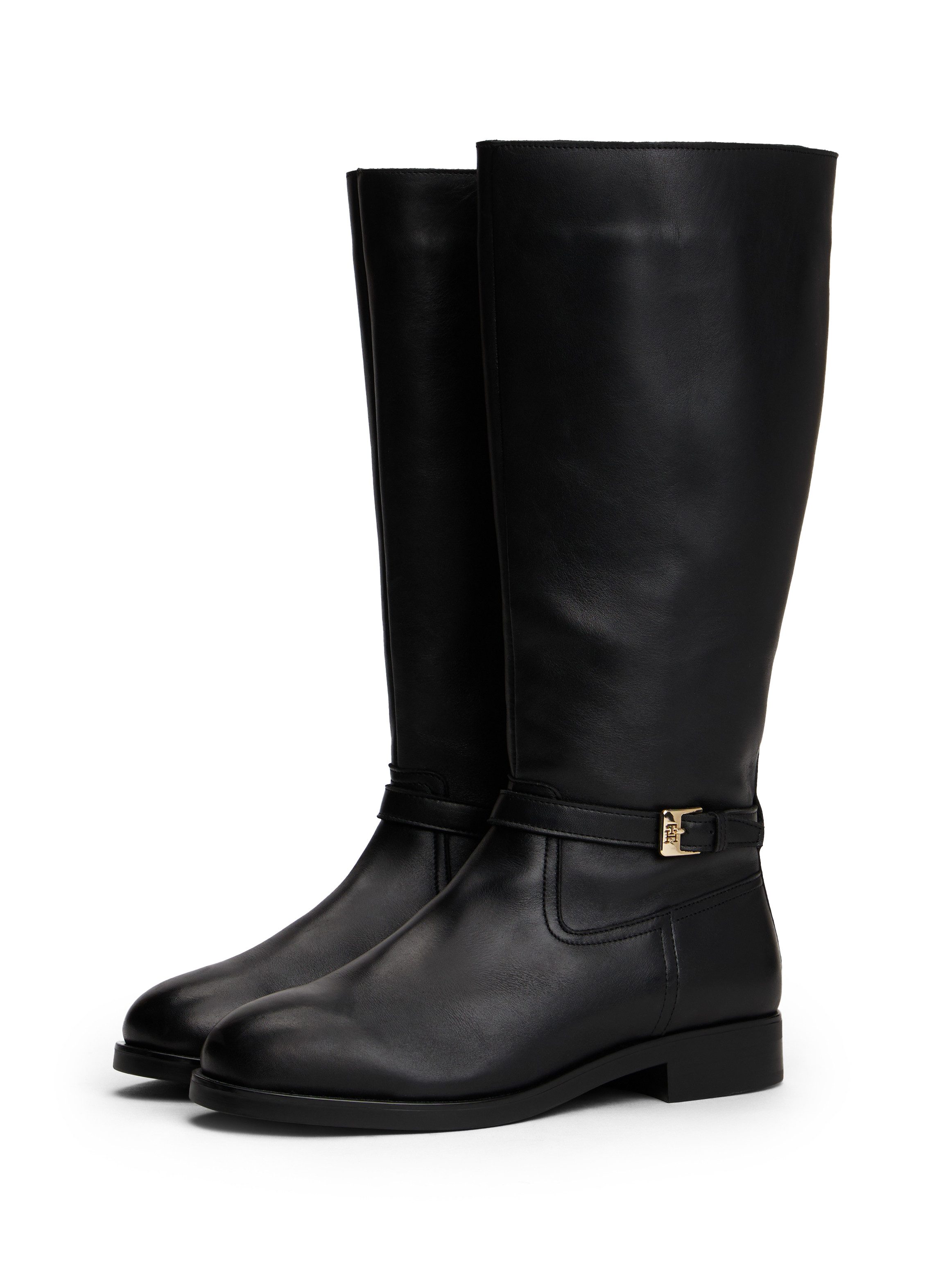 Tommy Hilfiger TH BUCKLE RIDING LTHR LONG BOOT Сапоги, Blockabsatz, Langschaftstiefel, Businessstiefel mit Zierschnalle