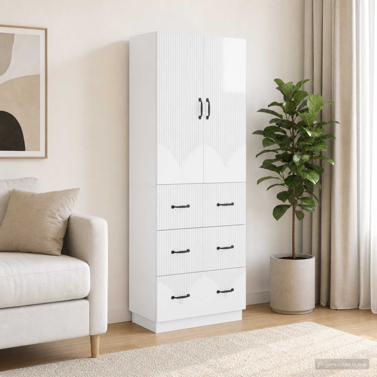 furnicato Container Aufbewahrungsschrank 66 x 34,5 x 87 cm Hochglanz weiß (1-St) Platzsparender Sideboard-Schrank mit Schiebetüren für das Büro