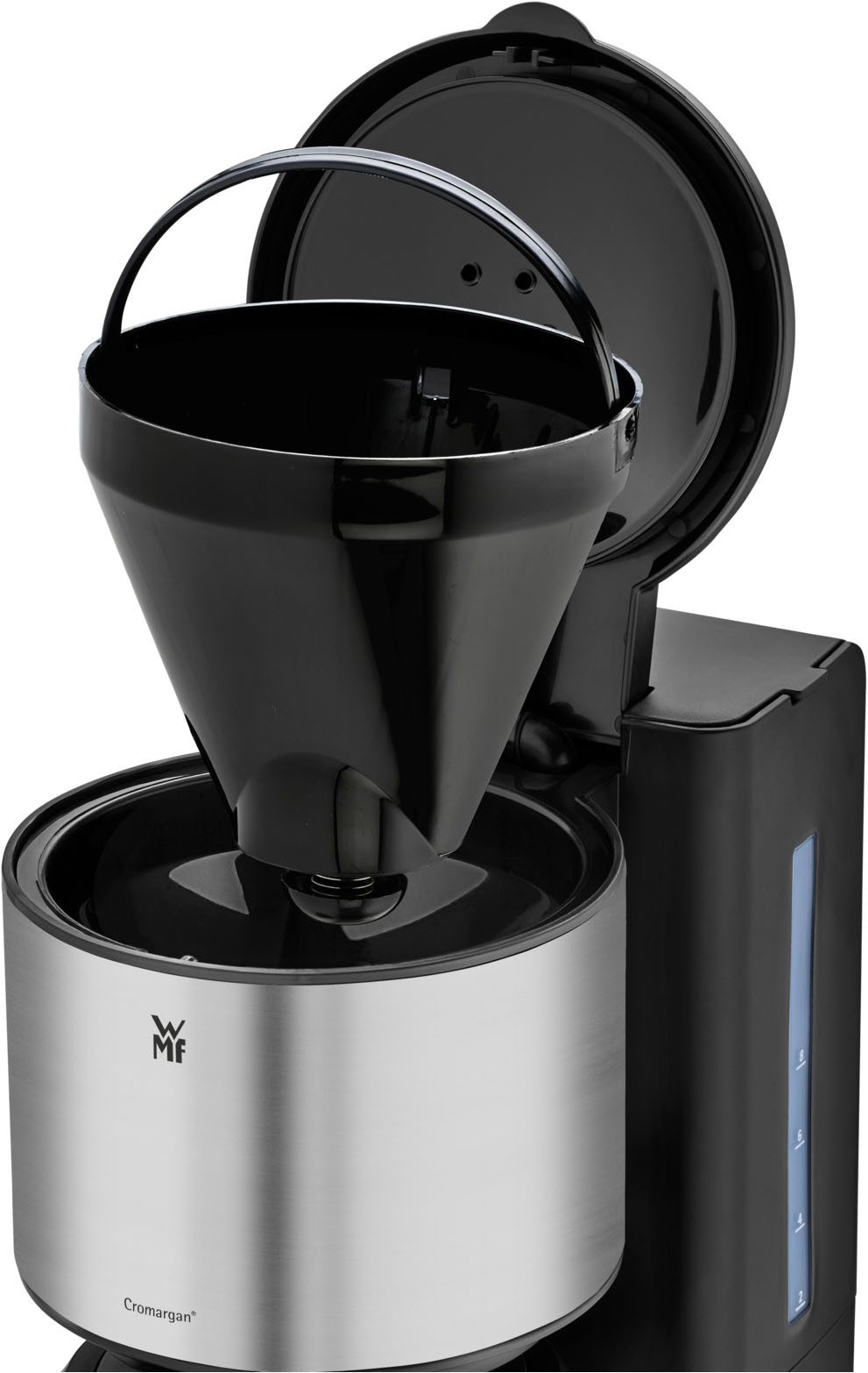 WMF Filterkaffeemaschine Stelio Aroma, 1,25l Kaffeekanne, Papierfilter 1x4, 10 Tassen, Warmhaltefunktion, Abschaltautomatik, Cromargan, 1000 Watt