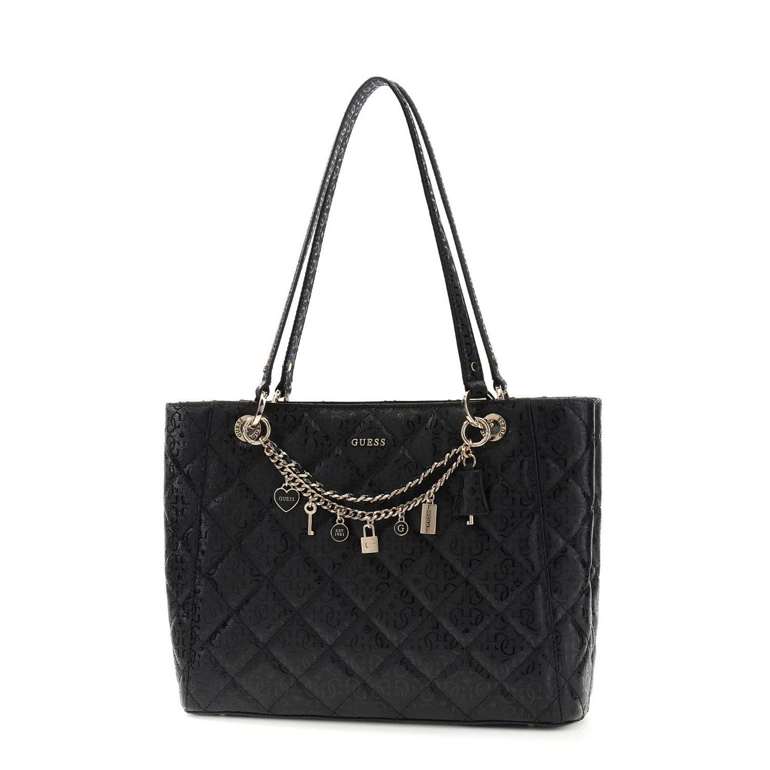Guess Umhängetasche GUESS Shopper Libby Noel Tote Black (1, 1-tlg., 1)