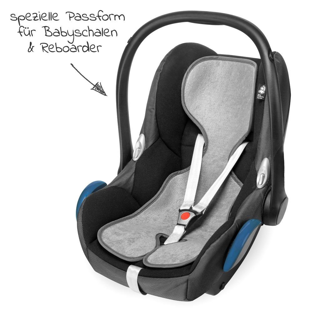 Zamboo Autokindersitz Cool & Babyschale Cosi für Maxi - Grau, Sitzauflage Dry Sitzeinlage & ReboarderSommer